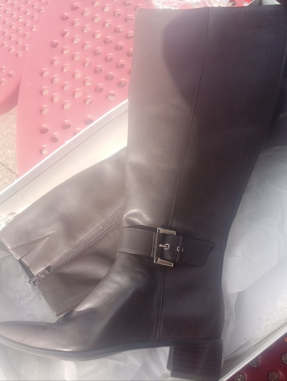 Karen Scott Black Knee-High Buckle Heeled Boots